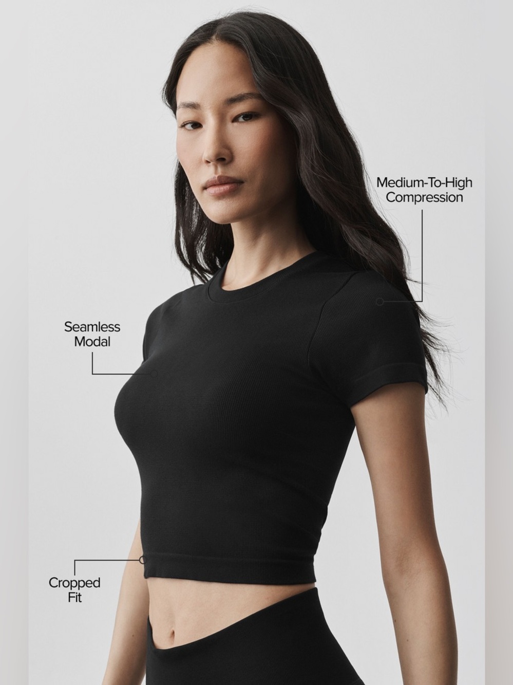Alo Seamless Modal Ribbed Cropped Short Sleeve - Picture 3 of 7